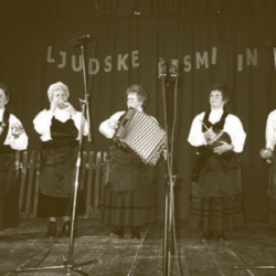 Prizor s srečanja ljudskih pevcev in godcev v Vitomarcih na Štajerskem leta 2004. Izvirnik hrani Glasbenonarodopisni inštitut ZRC SAZU.