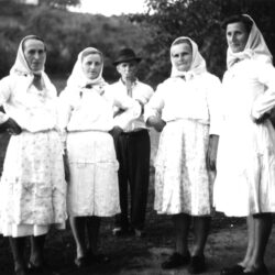 Predgrad Midsummer Night carolers with piper Franc Grdun from Zilje, 1961.