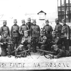 For young Slovenian men, military service was often their longest separation from home. Young Slovenian men as members of the Yugoslav Army in Kosovo in 1929; SEM archives.