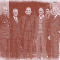 A group of singers from Begunje pri Cerknici. First from left: Tone Kranjc (1912), third Jakob Turšič (1917); first from right Ludvik Kranjc