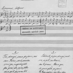 Korban's 
transcript of the first strophe of the song Gorših ljudi na svetu ni from 1907 (see 54) (From the Archive of the Institute of Ethnomusicology) 