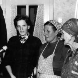 Singers from the Vodušek family being recorded by members of the Institute of Ethnomusicology in 1967 (from the Archive of the Institute of Ethnomusicology SRC SASA, Ljubljana)